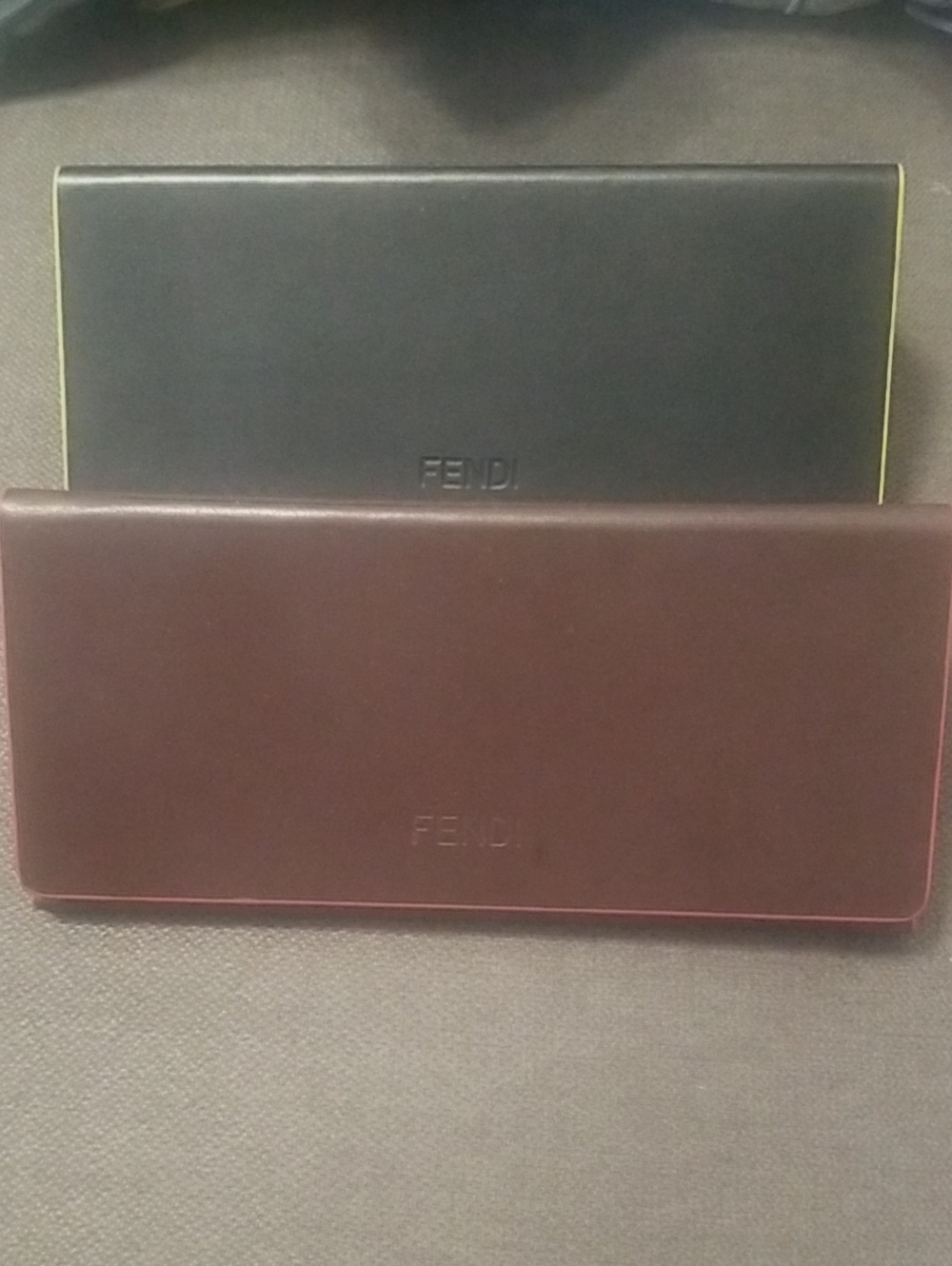 Fendi Black and Burgundy Slim Leather Long Wallets